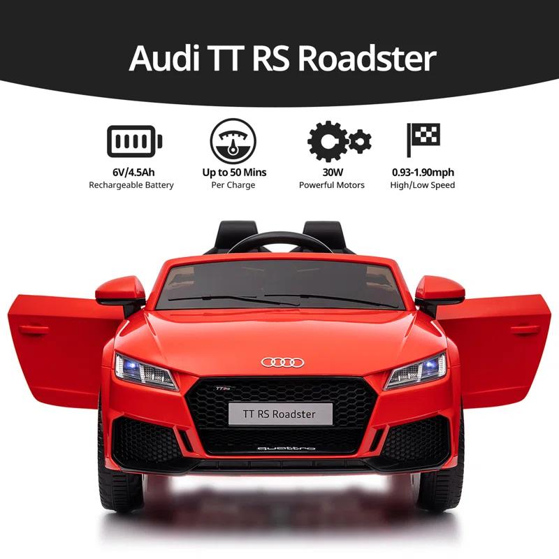 Outfunny Electric Car for Kids, Licensed Audi 6V Ride on Toy Car for Toddlers with Remote, Bluetooth
