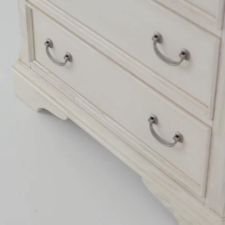 Canora Grey Dina Antique White 5 Drawer Chest w/ Stained Interior