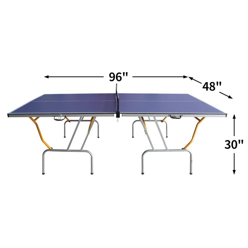 HLILish 8Ft Mid-Size Table Tennis Table Foldable & Portable Ping Pong Table Set For Indoor Games With Net, 2 Table Tennis Paddles And 3 Balls