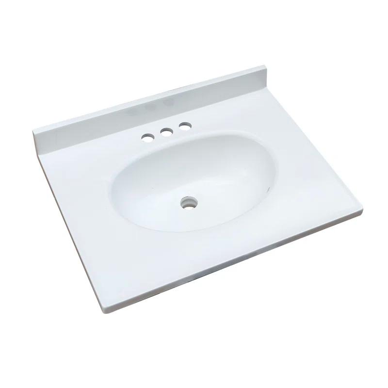 25" White Single Bathroom Vanity Sink Top