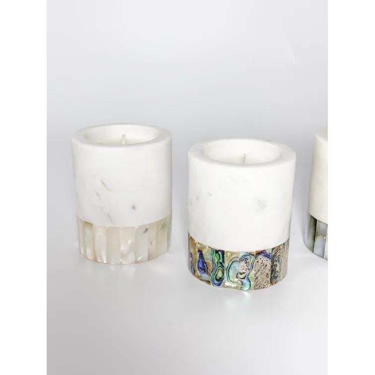 Anaya Mother Of Pearl Marble Eucalyptus Scented Votive Candle