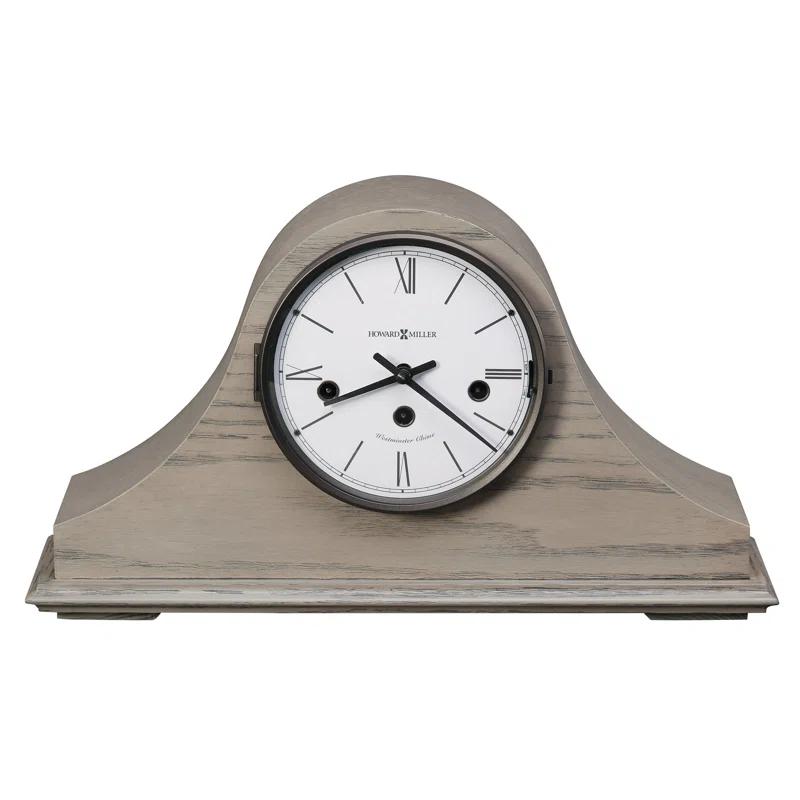 Howard Miller® Lakeside Modern & Contemporary Roman Numeral Oak Wood Key-Wind/Westminster Tabletop Clock in Gold