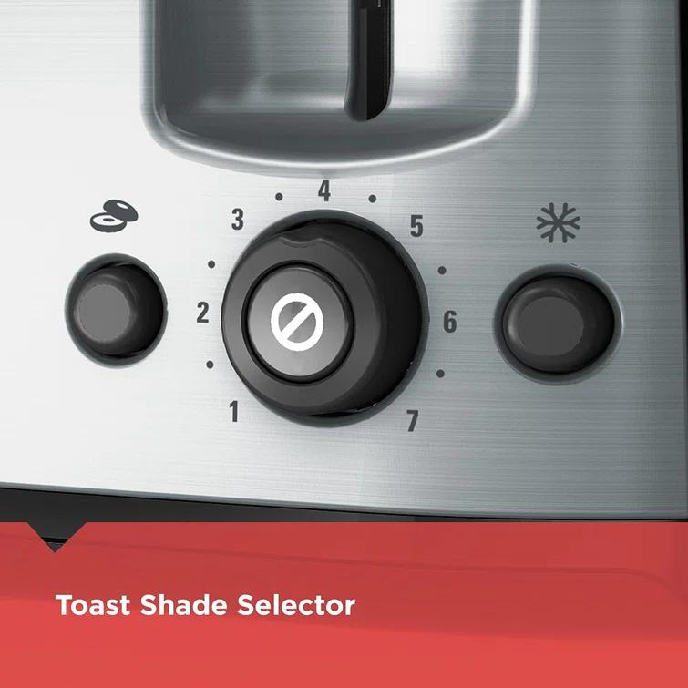 BLACK+DECKER Black & Decker 4-Slice Toaster, Extra Wide Slots, 7 Shade Settings, 1400 Watts, Frozen and Bagel Buttons, Toast Shade Selector, Extra Lift