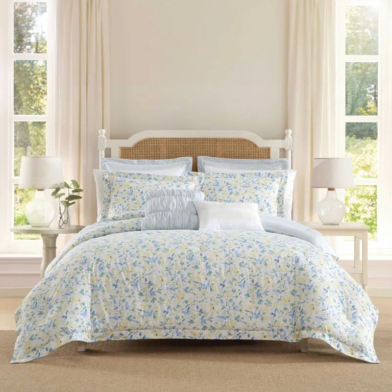 Laura Ashley Laura Ashley Nora Blue Cotton Comforter Bonus Set
