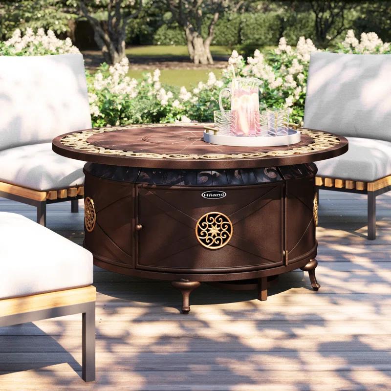 Ebern Designs Sorrels Aluminum Propane Fire Pit Table