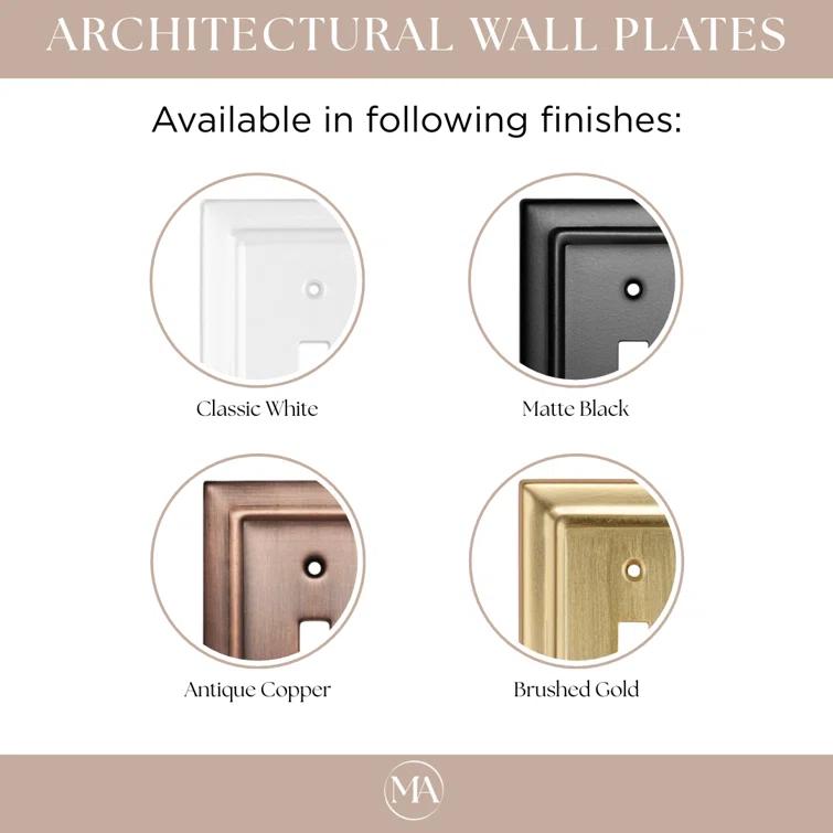 Monarch Abode Architectural 2 - Gang Toggle Light Switch Standard Wall Plate (Set of 2)