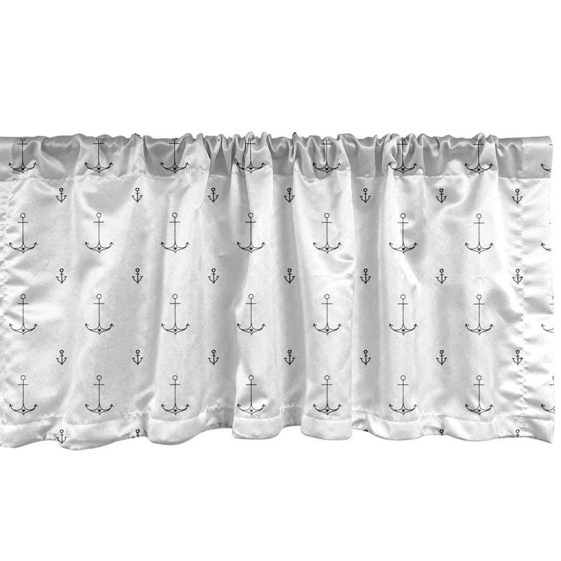 Ambesonne Ambesonne Nautical Valance Pack of 2 Maritime Sea Item Pattern Charcoal Grey and White