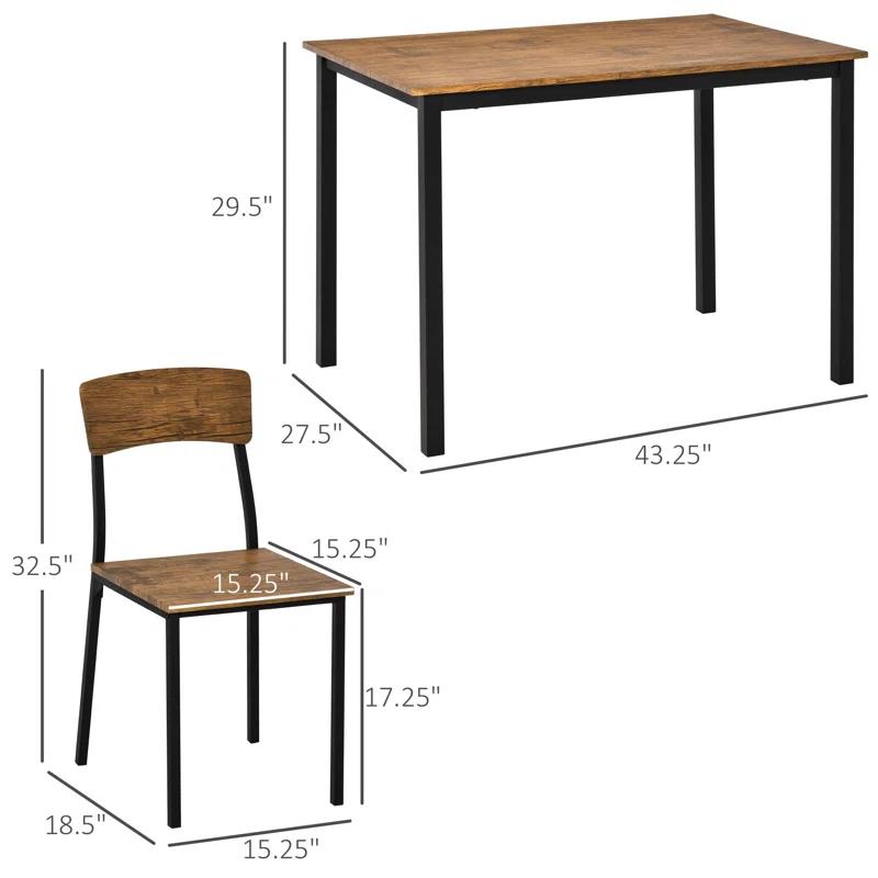 17 Stories 5 Piece Industrial Dining Table Set, Rectangular Kitchen Table And 4 Chairs, Dining Room Set For Small Space