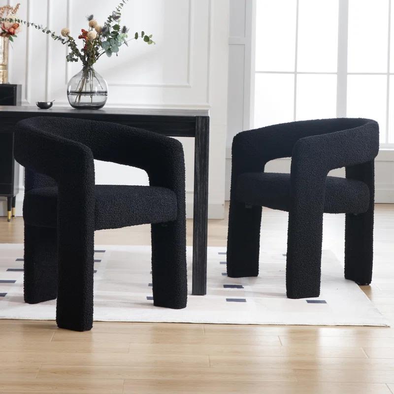 wahson office chair Modern Dining Chairs Barrel Dining Chair Upholstered Dining Room Chair with Arm Comfy Accent Side Chair for Dining Room/Living Room (Set of 2)