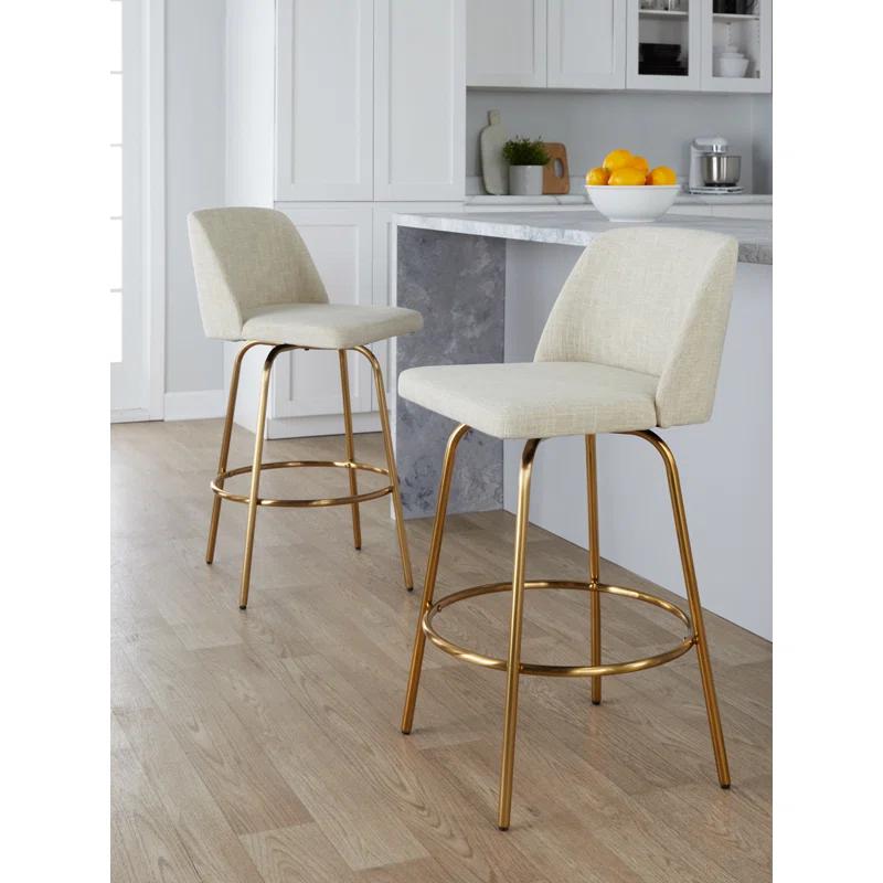 Toriano Swivel Upholstered Counter Stool with Metal Frame (Set of 2)