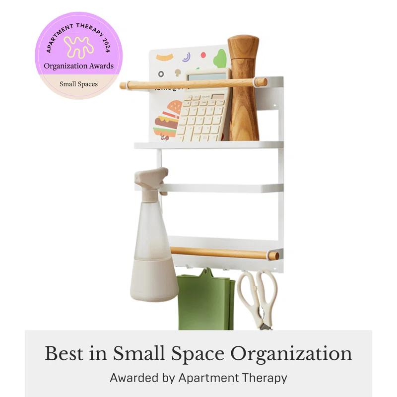 Yamazaki Tosca White Magnetic Kitchen Organization Rack