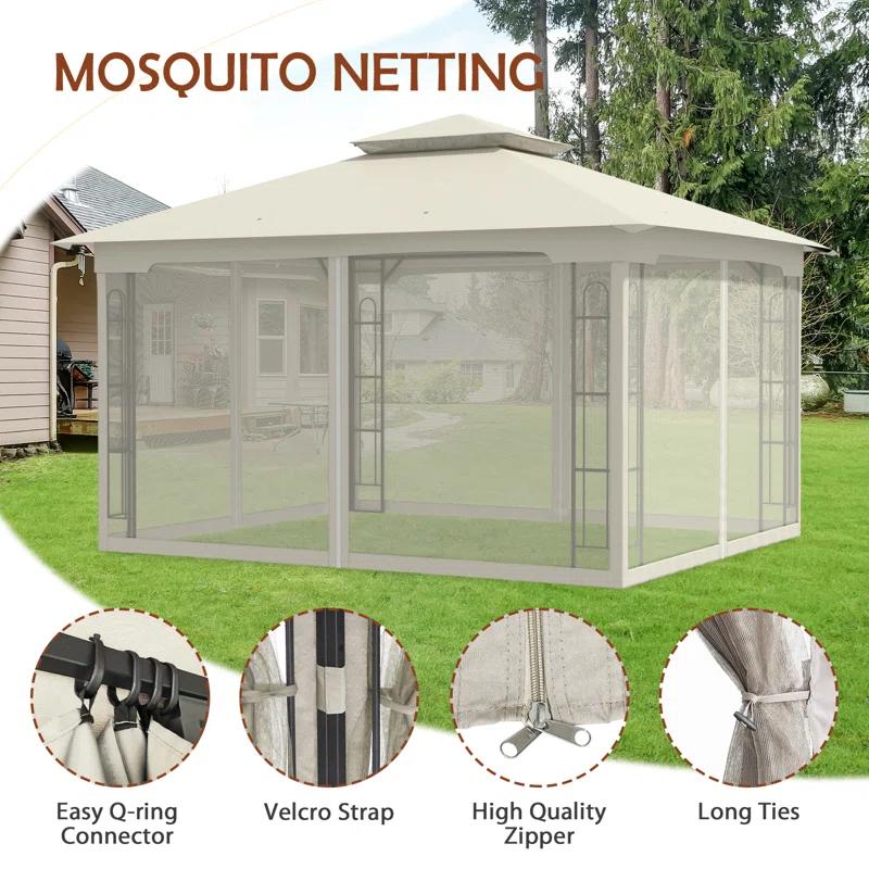 COOS BAY 13 Ft. W x 11 Ft. D Steel Patio Gazebo with Netting