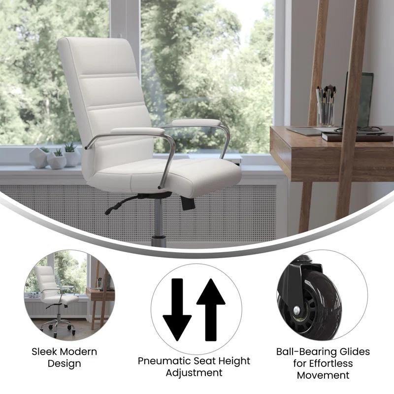 Flash Furniture Mid-Back Executive Swivel Office Chair with Arms, and Transparent Roller Wheels