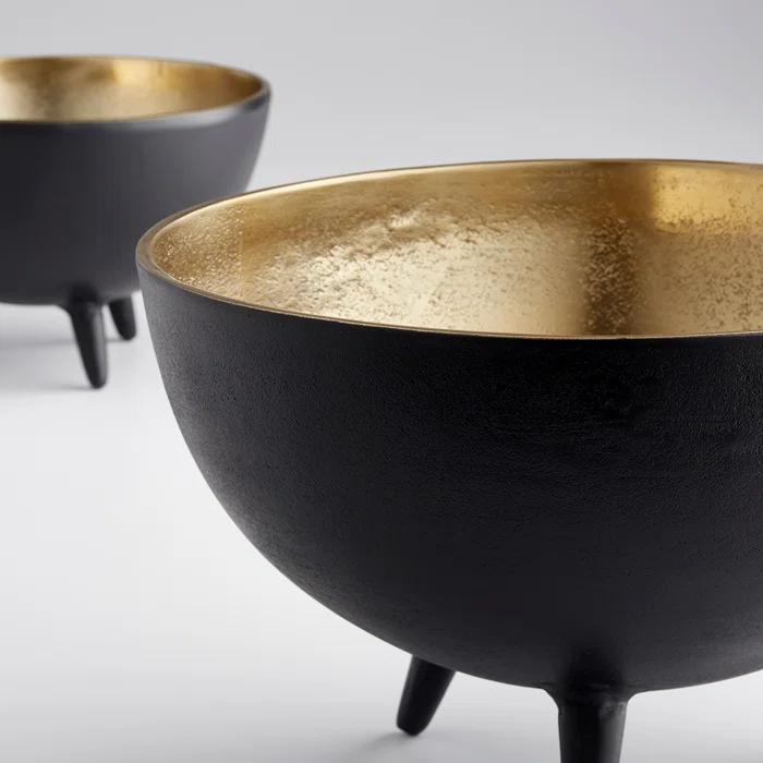 Footed Brass/Black Bowl