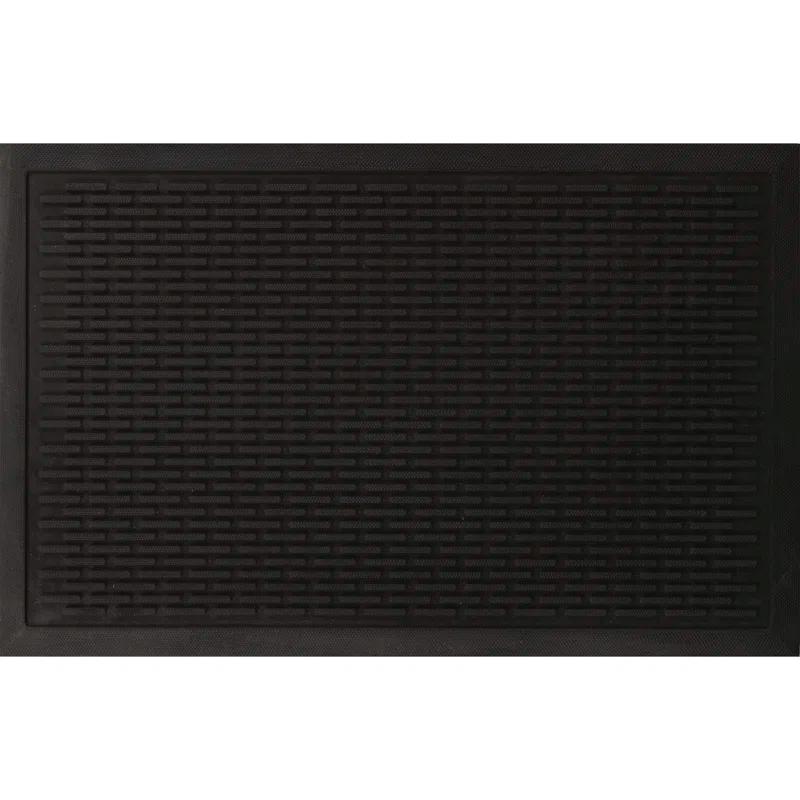 Ottomanson Easy clean, Waterproof Non-Slip Indoor/Outdoor Rubber Doormat, Black