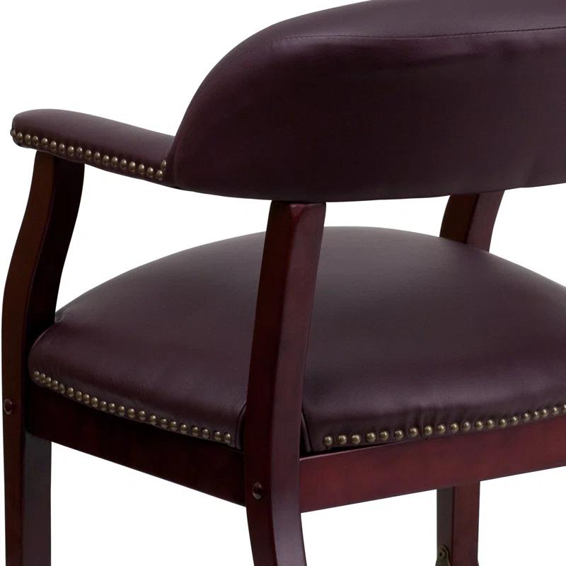 Leather Seat Waiting Room Chair with Wood Frame