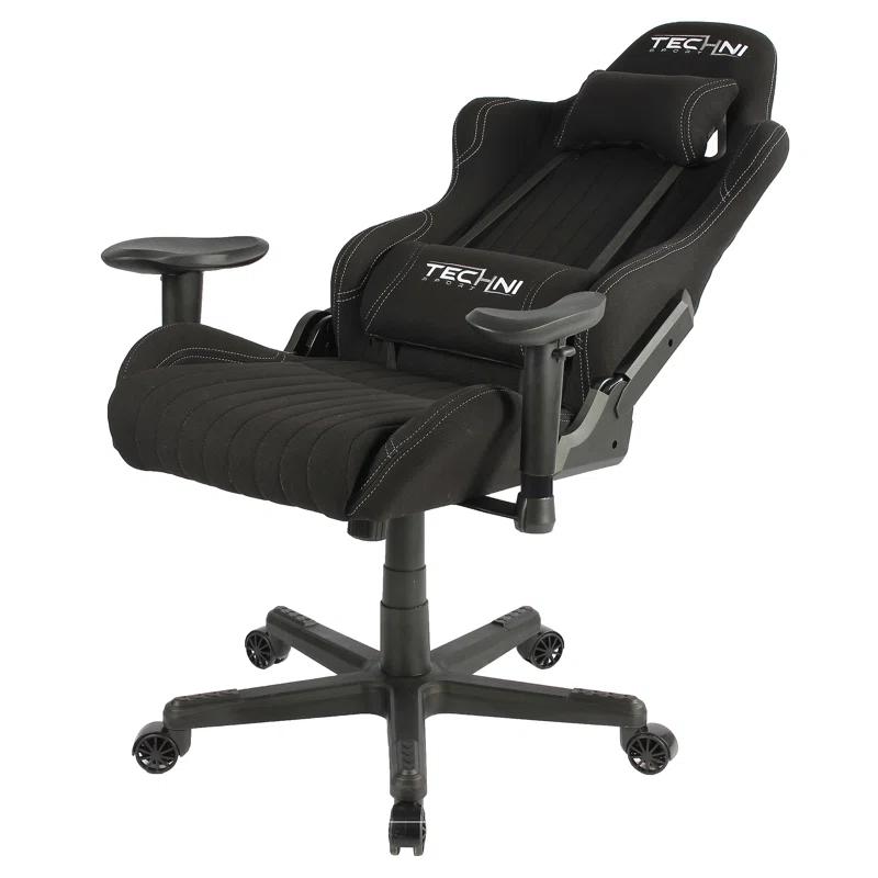 Techni Sport Techni Sport Adjustable Reclining Ergonomic Swiveling PC & Racing Game Chair in Black