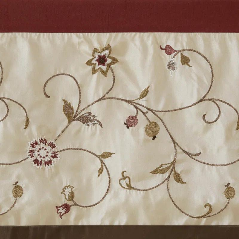 Madison Park Serene Floral Embroidered 50'' W Single Window Valance