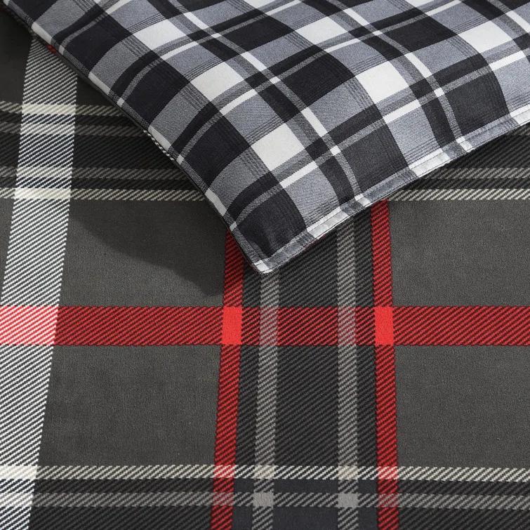 Eddie Bauer Eddie Bauer Willow Plaid Reversible Grey Duvet Cover Set