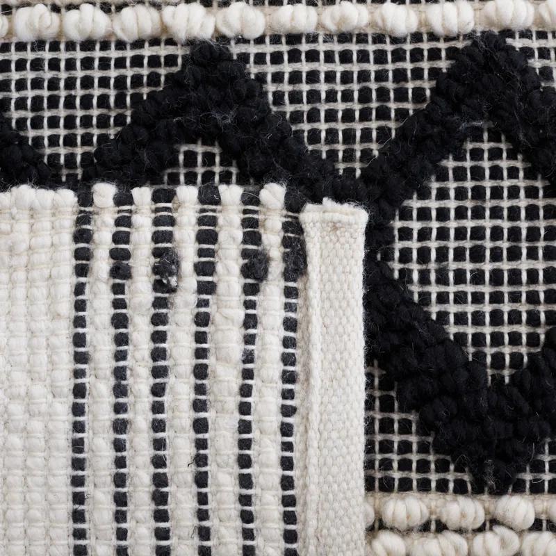 Hand Woven 80% Wool, 20% Cotton Geometric Rug