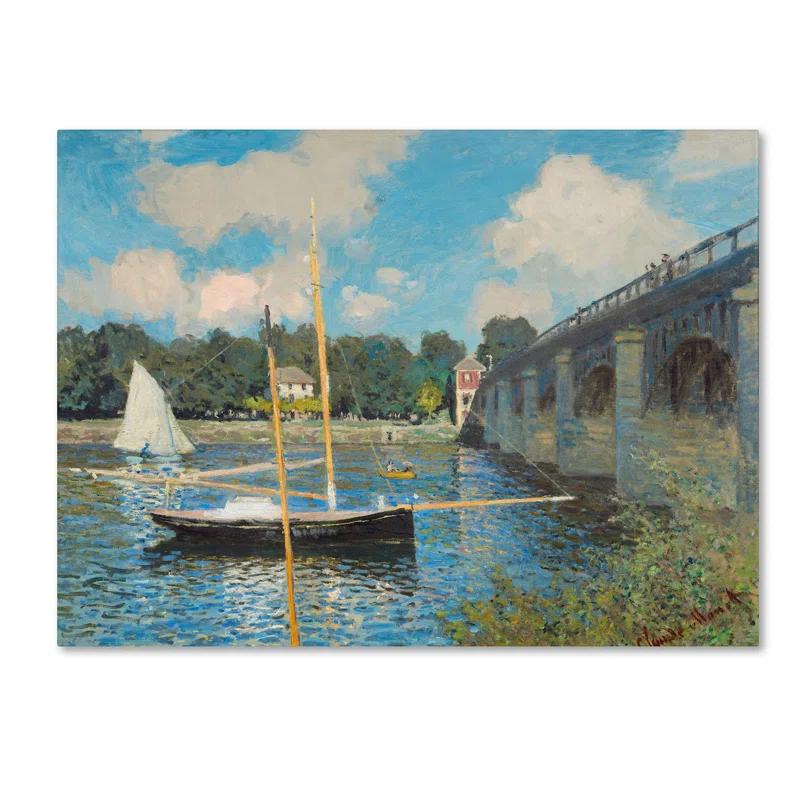 Vault W Artwork "The Bridge at Argenteuil 1874" by Claude Monet Framed Painting Print on Wrapped Canvas