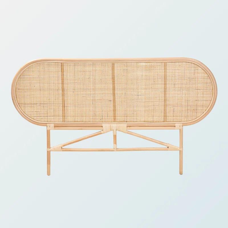 Bayou Breeze Finnian Natural Brown Finish Queen Size Rattan Headboard, 37.21" H X 64.73" W X 0.93" D