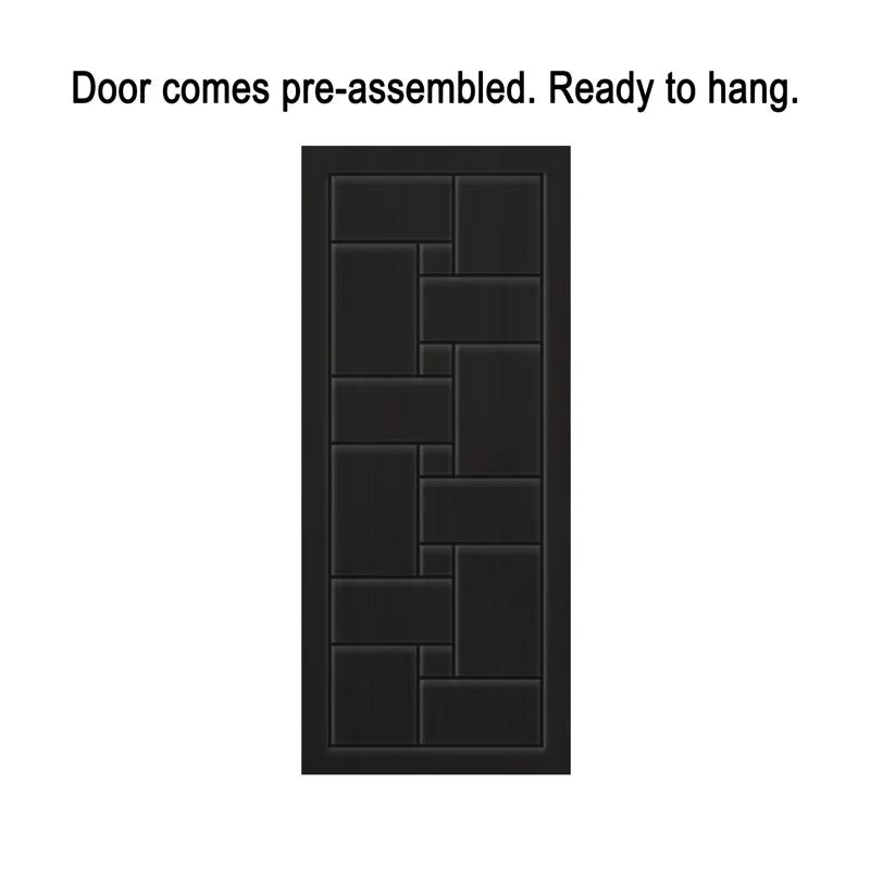 Calhome Paneled Manufactured Wood And Metal Barn Door With Installation Hardware Kit