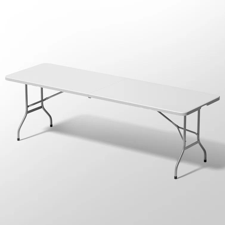 Bring Home Furniture 8Ft Heavy Duty Folding Table, Indoor Outdoor Portable Plastic Picnic Desk with Steel Legs and Handle