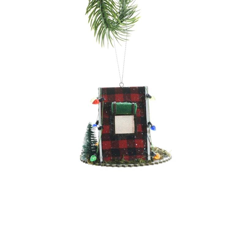 Starlight Collection Red Hanging Buffalo Plaid Rustic Tent LED Ornament (Pack Of 4) | Wayfair