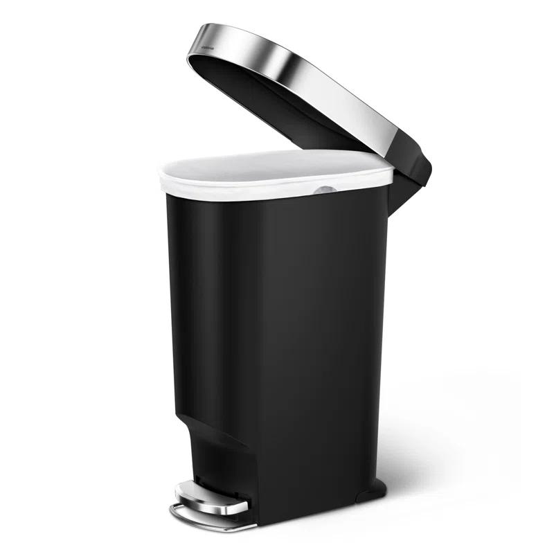 Simplehuman 40 Liter Slim Kitchen Trash Can, Black Plastic