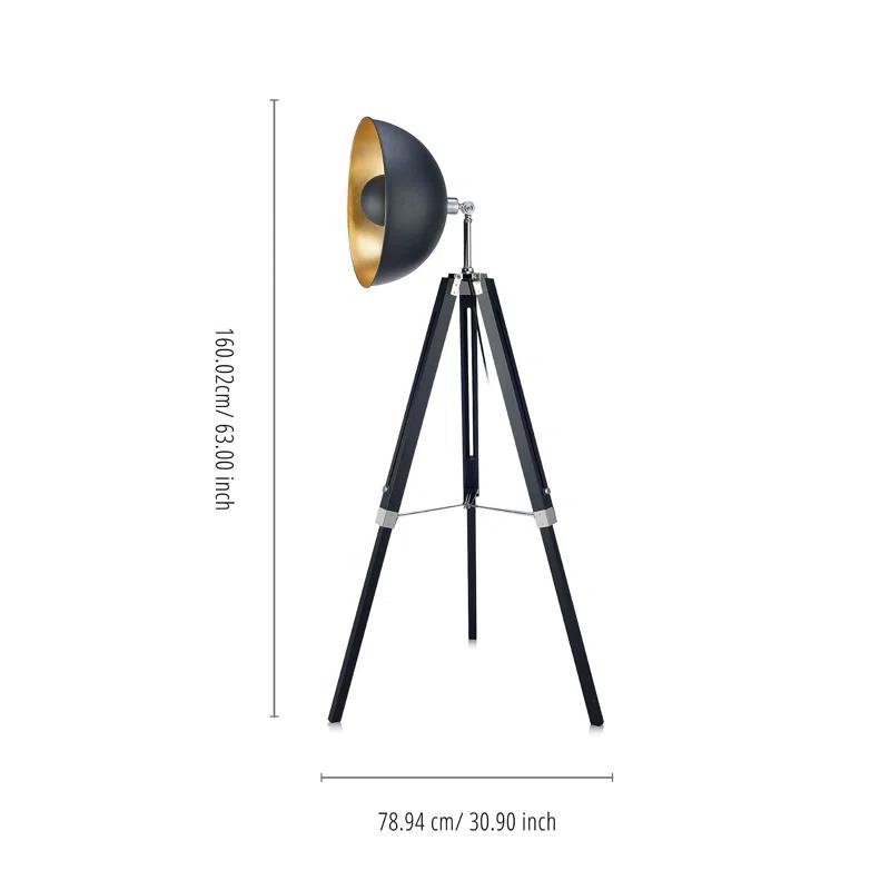 Union Rustic Kingswood 63" Industrial Metal Tripod Floor Lamp