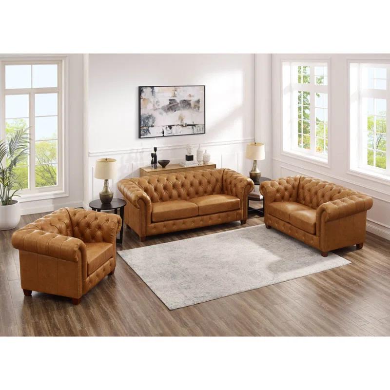 HYDELINE Kingston 70'' Genuine Leather Loveseat,Leather Loveseat,Modern Sofa, Accent Sofa