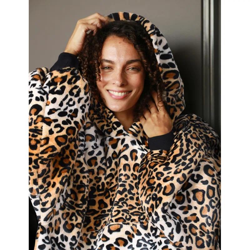 Catalonia Full Body Blanket Hoodie Sweatshirt, Extra Long Oversized Comfortable Sherpa Lounging Pullover
