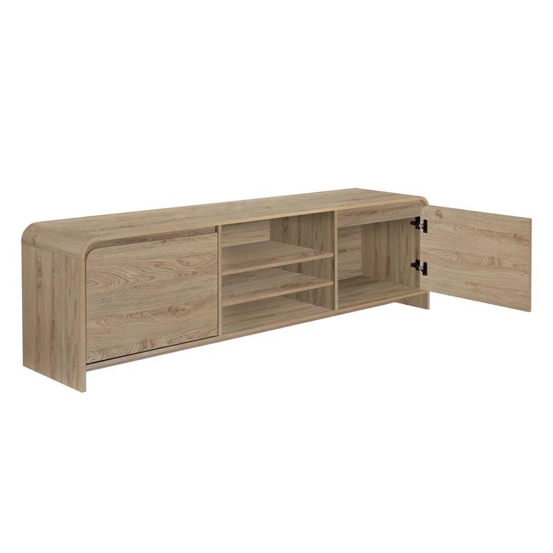 Benjara Maria TV Stand Media Cabinet, 2 Drawer And Shelves, Wood 71 Inch