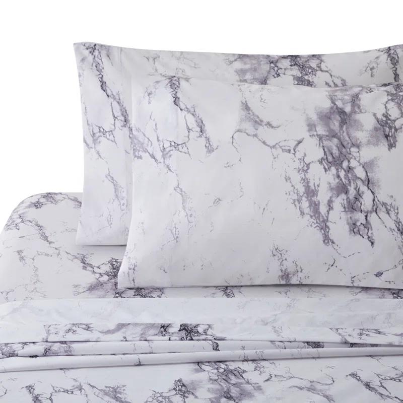 Marina Decoration Percale Machine Printed Marble Sheet Set
