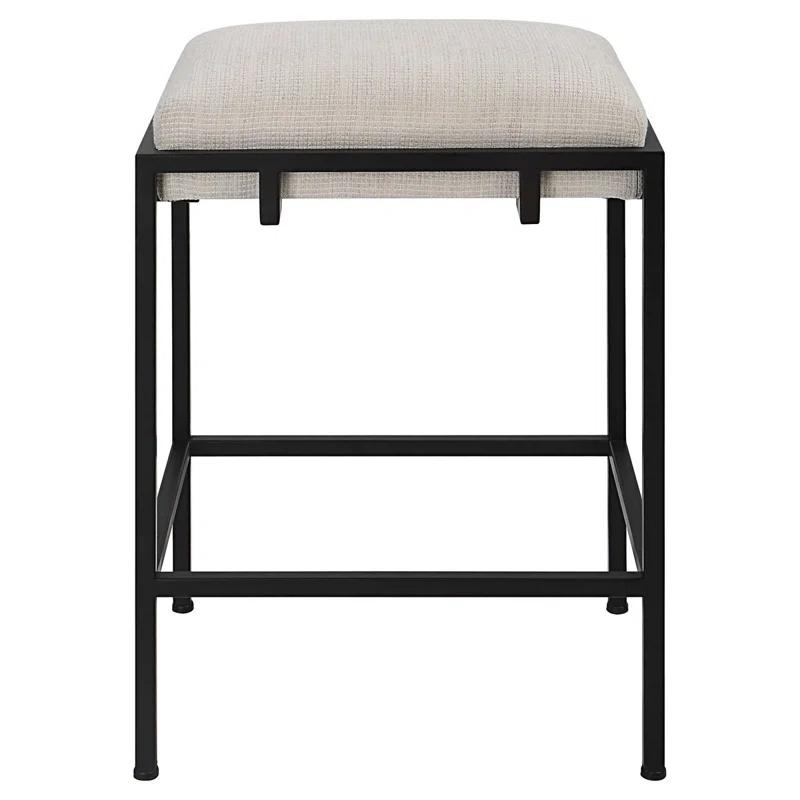 Black Iron Frame White Upholstered Counter Stool