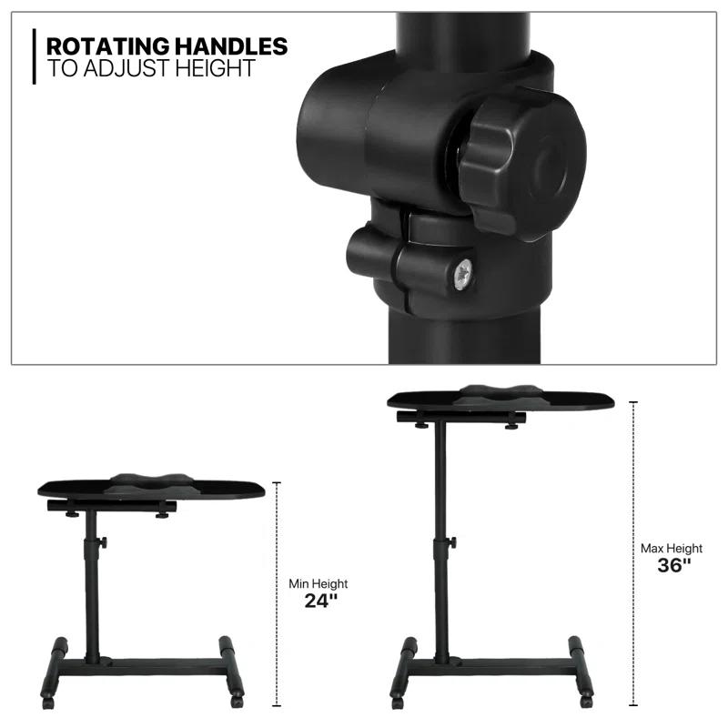 Adjustable Standing Desk Laptop Cart Tray Stand Mobile Rolling Tiltable Bedside Table