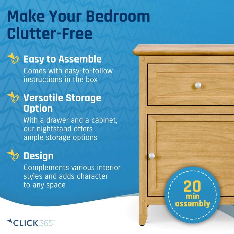 Click Decor ClickDecor Alcott Side Table with Single Drawer and Storage Cabinet