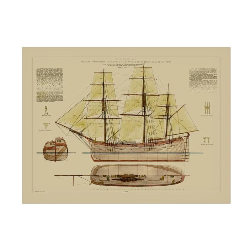 Trademark Fine Art " Small Antique Ship Plan VII " by Vision Studio