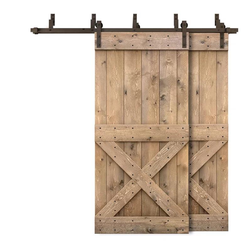 Calhome 84'' Solid Wood Paneled Painted with Installation Hardware Kit Barn Door