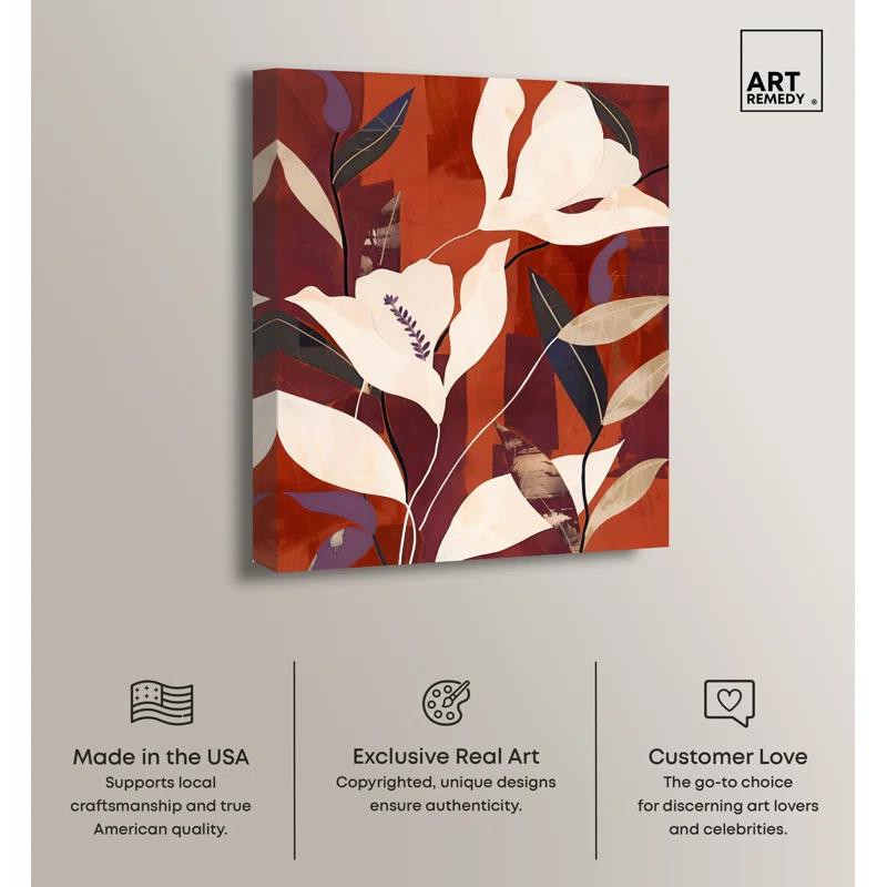 Art Remedy Maroon Floral Dreams Canvas Fall Inspired Abstract Art by Art Remedy