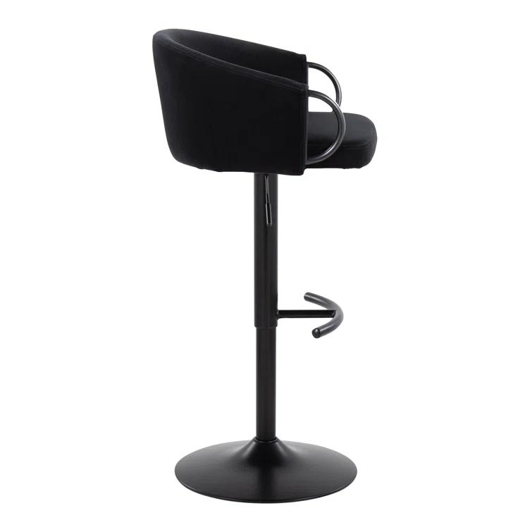 LumiSource Claire Contemporary Adjustable Barstool With Swivel In Black Metal And Black Velvet With Rounded T Footrest By Lumisource - Set Of 2 | Wayfair