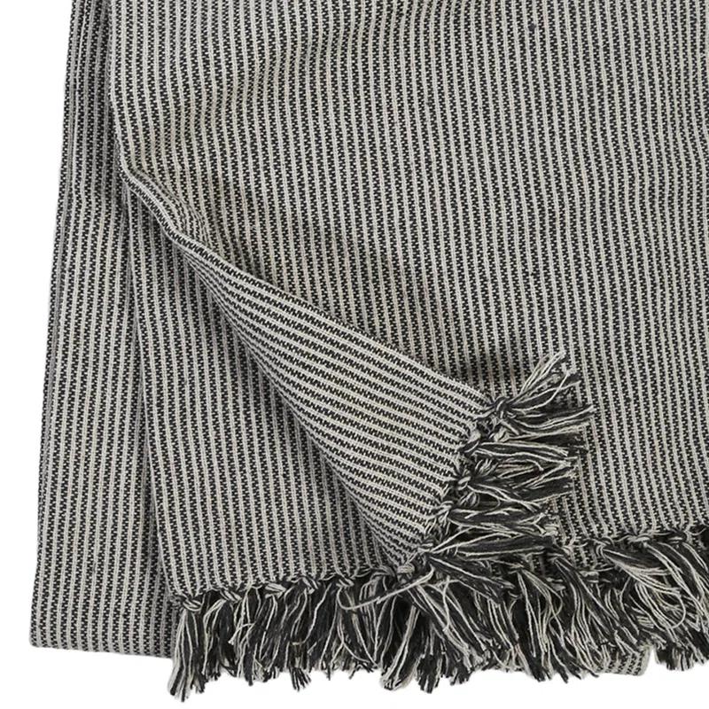 James Cotton Oversized Throw by Pom Pom at Home - Ivory and Charcoal
