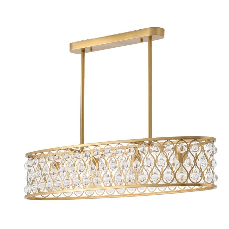 Rosdorf Park Giolou 4-Light Gold Chandelier With Crystal Accent Shade