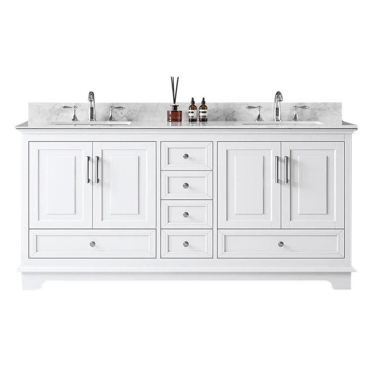 Exclusive Heritage 72'' Double Bathroom Vanity with Carrara Marble Top