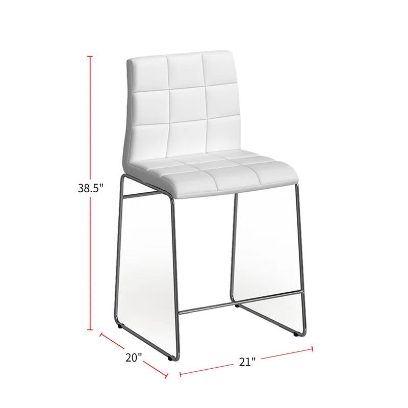 Orren Ellis Set Of 2 Leatherette Upholstered Counter Hight Chair In White (Set of 2)