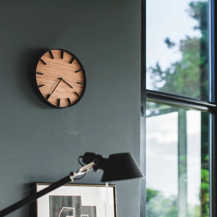 Rin Yamazaki Home Wall Clock, Modern Wood Home Decoration, Steel + Wood, Step Motion Second