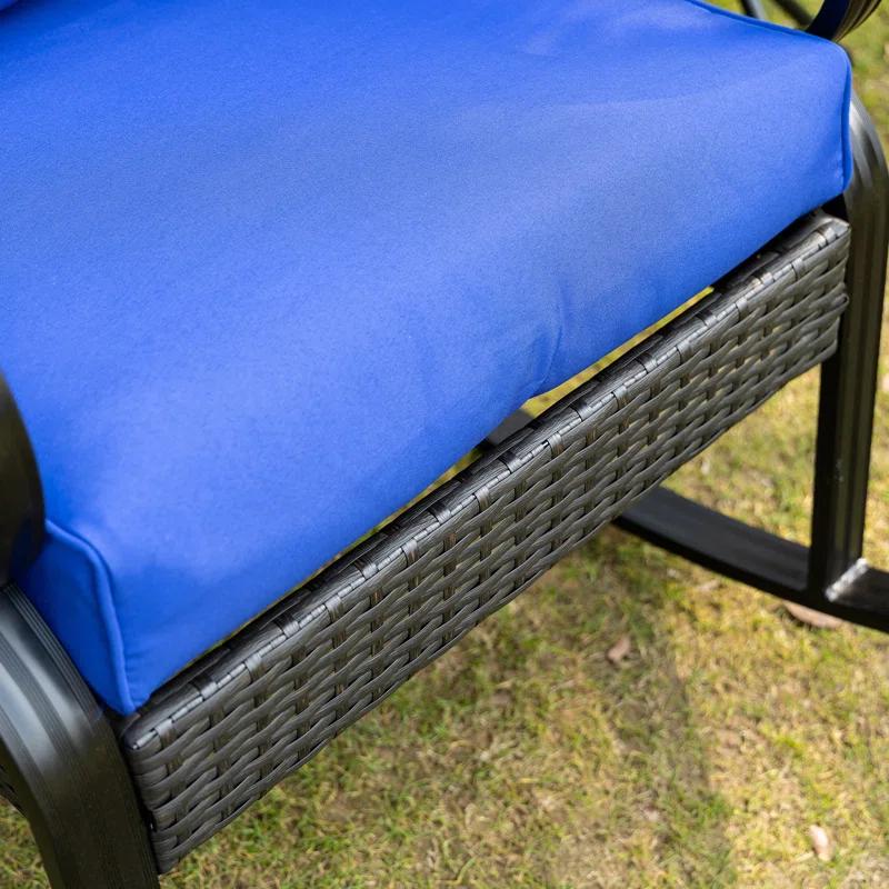 Mercer41 Outsunny Outdoor Wicker Rocking Chair with Padded Cushions, Aluminum Furniture Rattan Porch Rocker