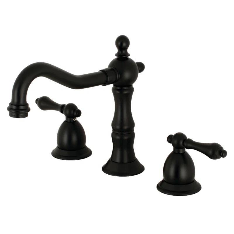 Kingston Brass KS1970AL Kingston Brass Heritage Two-Handle 3-Hole Deck Mount Widespread Bathroom Faucet with Brass Pop-Up Drain
