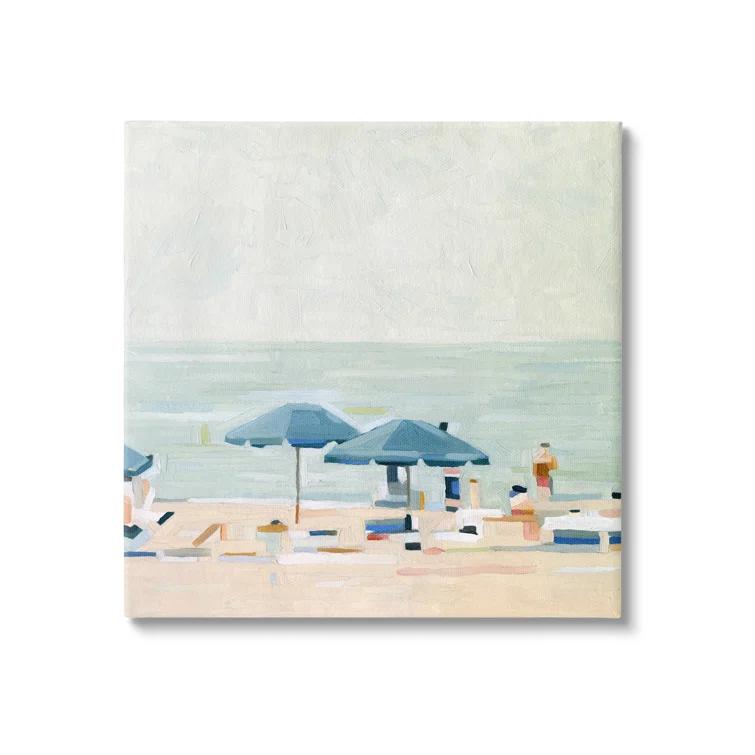 Stupell Industries Au-414-Canvas " Modern Summer Coast Beach Day " by Emma Scarvey Painting Print